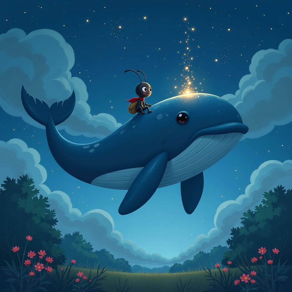 Andy meets Whisper the magical whale who can swim through the night sky