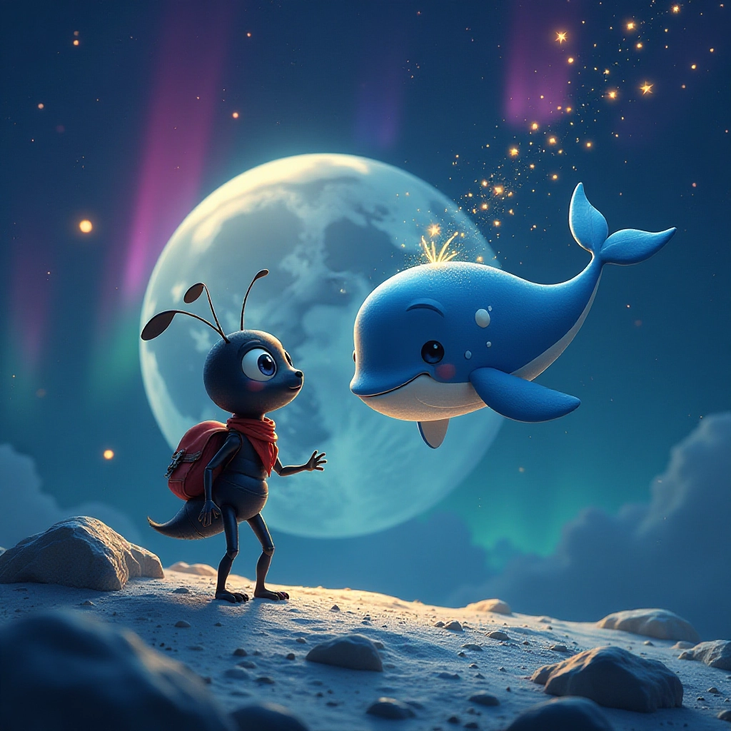 Andy and Whisper explore the moon together in a magical adventure