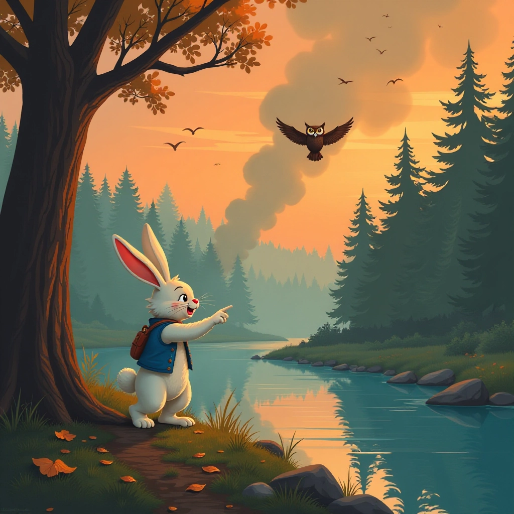 Hopper discovers smoke rising from the forest and alerts the community.