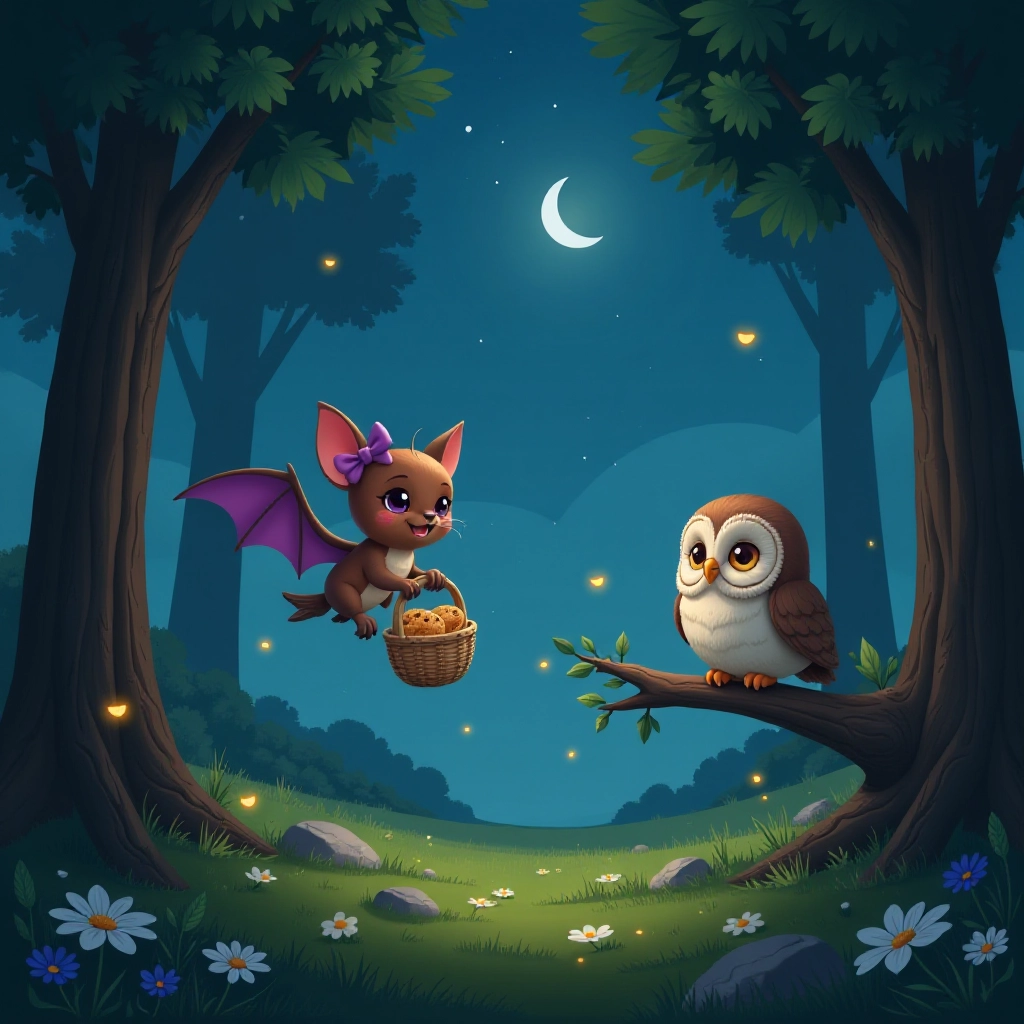 Luna ventures into the forest with cookies and meets a wise owl who teaches her about sharing