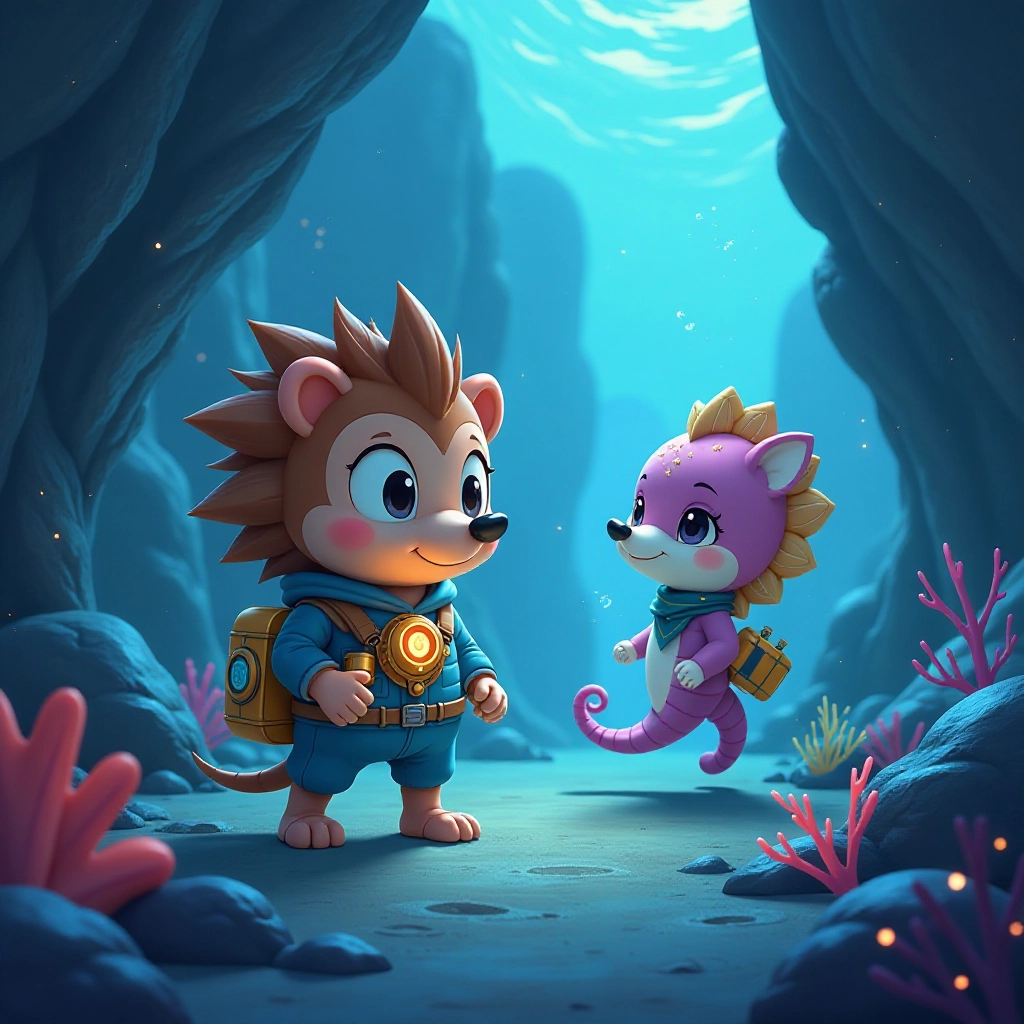 The hedgehog and his new friends navigate through mysterious deep-sea valleys