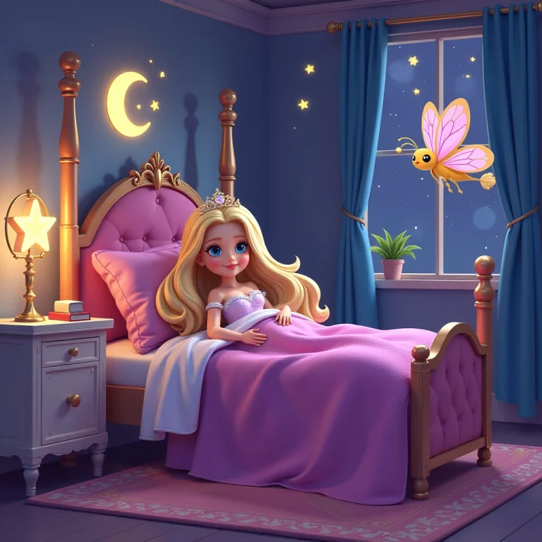 Princess Barbie falls asleep peacefully in her magical bedroom.