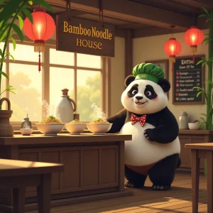 Panda's bamboo noodles become a hit in the forest community.