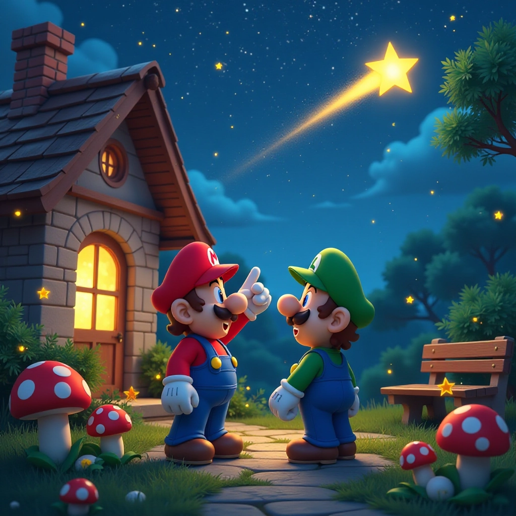 Brothers spot a magical shooting star and decide to follow it.