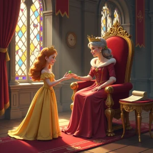 The queen reveals the test and welcomes the true princess.