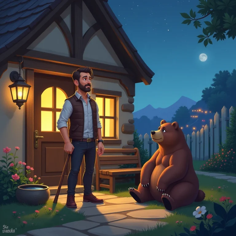 The man and bear form a lasting bond of friendship.