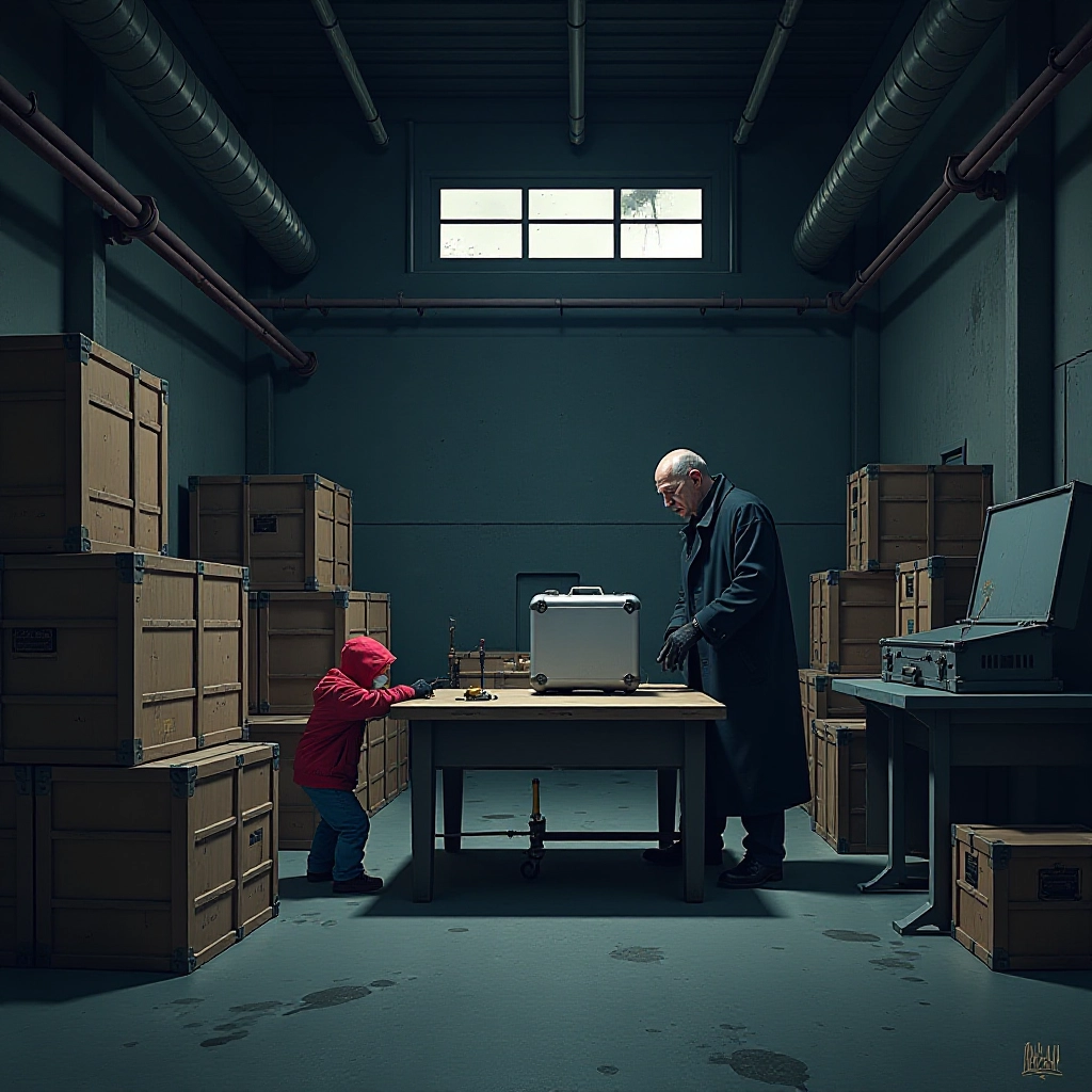 Spider-Boy investigates warehouse and discovers evil plot.