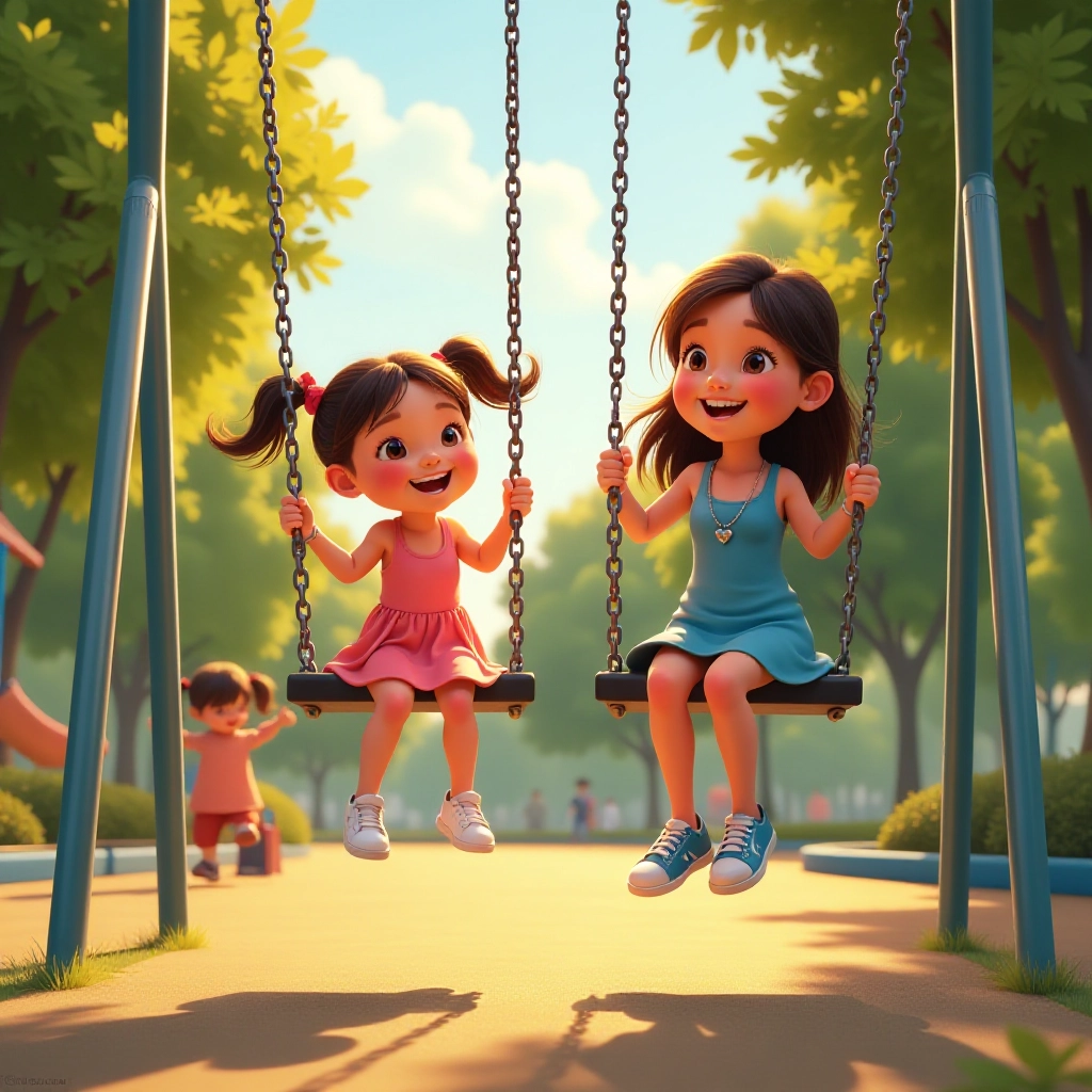 Mother and daughter share hilarious swinging competition