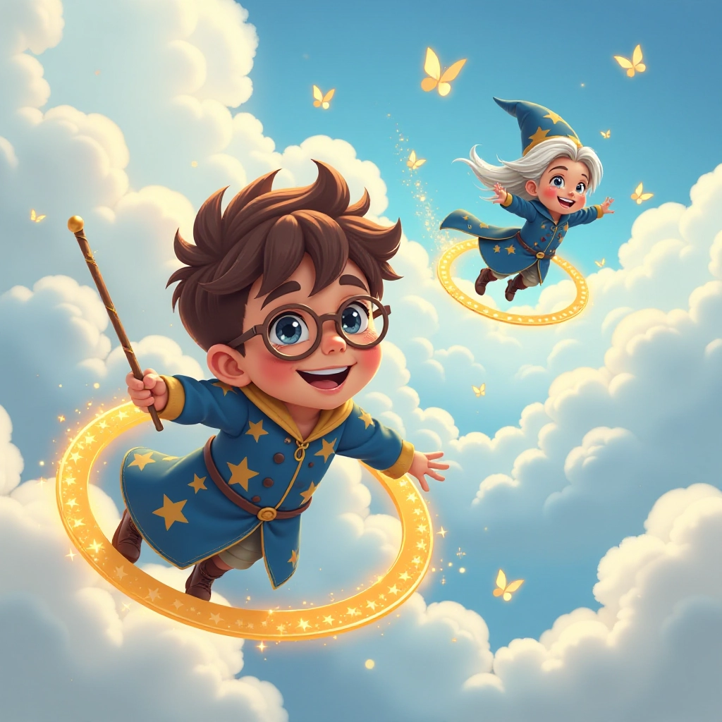 Tommy masters flying and soars through magical rings.