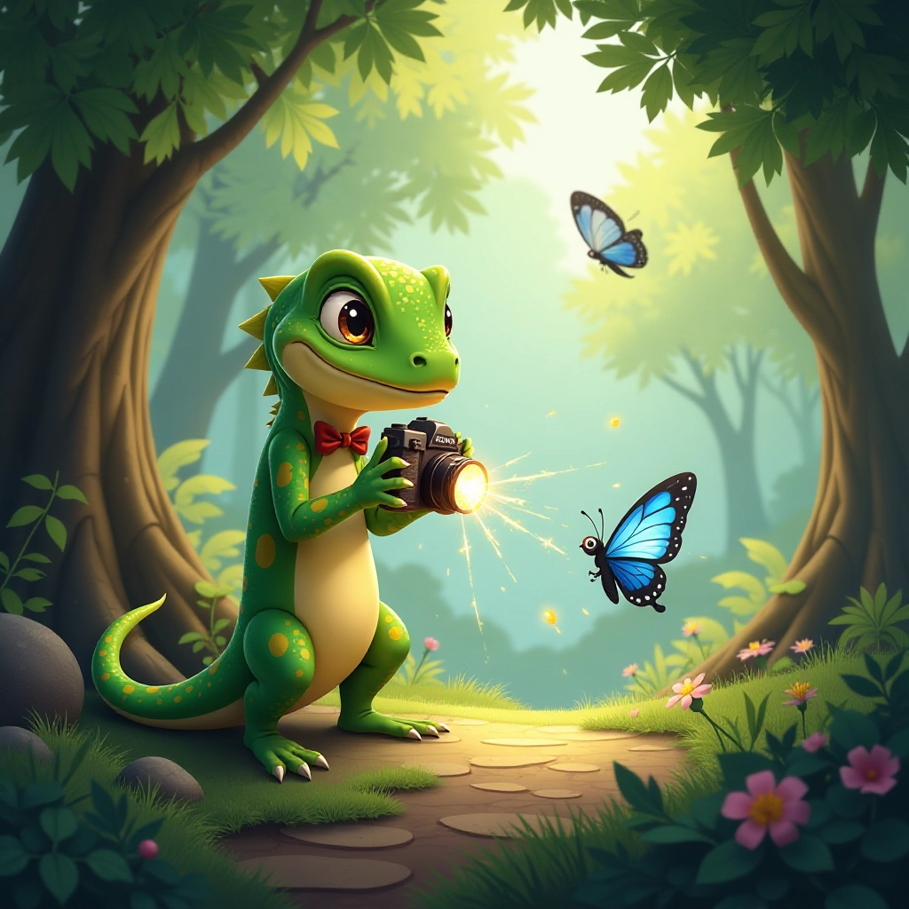The magical lizard photographer captures enchanted moments throughout the forest