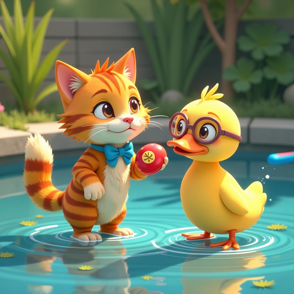 Whiskers takes his first brave steps into the shallow water.
