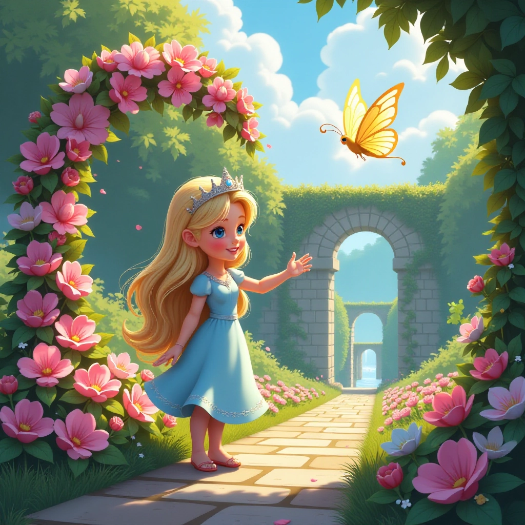 Princess Luna meets the magical Butterfly Queen in the enchanted garden.