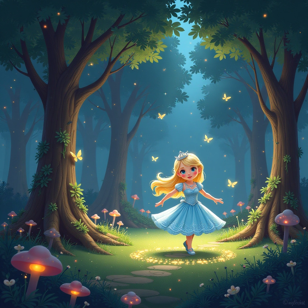 Princess Luna learns magical dance with butterflies in secret grove.