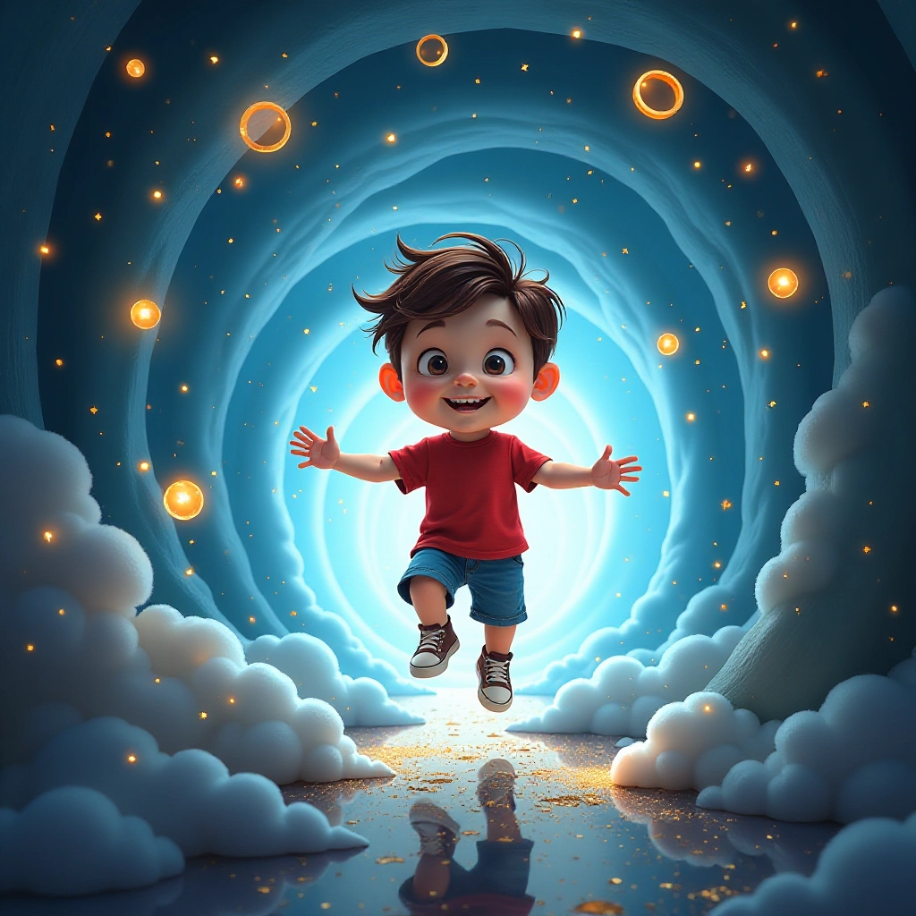 Tommy experiences magical transformation while traveling through the tunnel