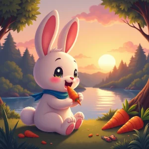 The rabbit enjoys his well-earned carrot reward.