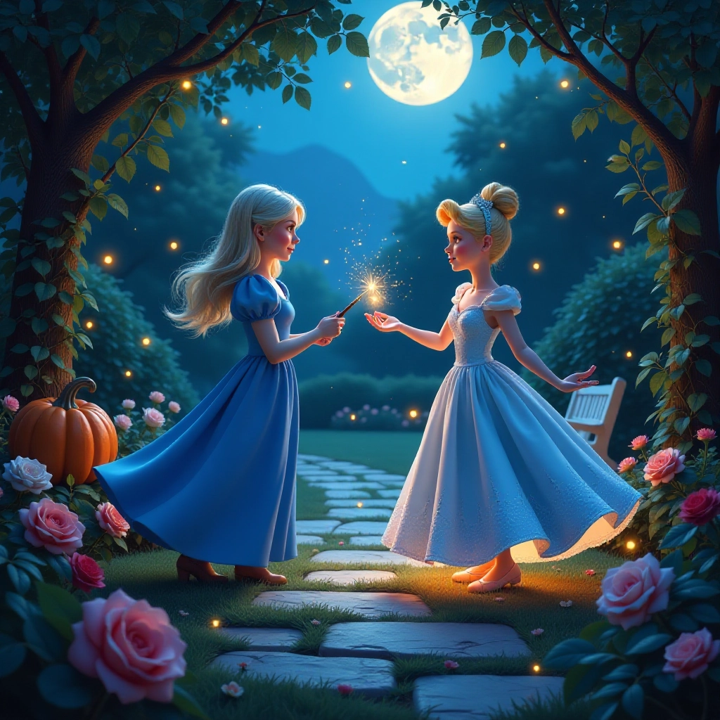 Magical transformation scene with Fairy Godmother