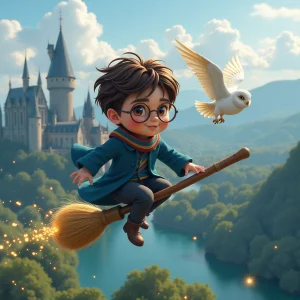 Harry Potter masters his flying skills and soars confidently through magical training hoops.