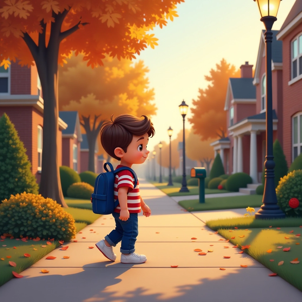 A young boy named Tommy walks home on a peaceful evening