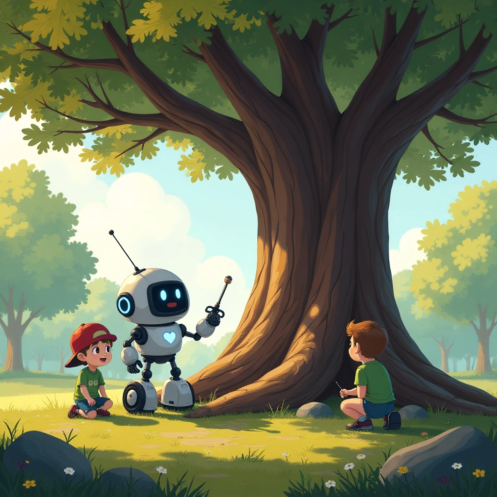 Beepy uses his special sensors to diagnose the tree's illness.