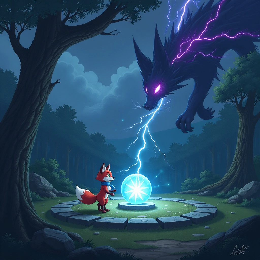 Ruby confronts a dark spirit using the crystal ball's power