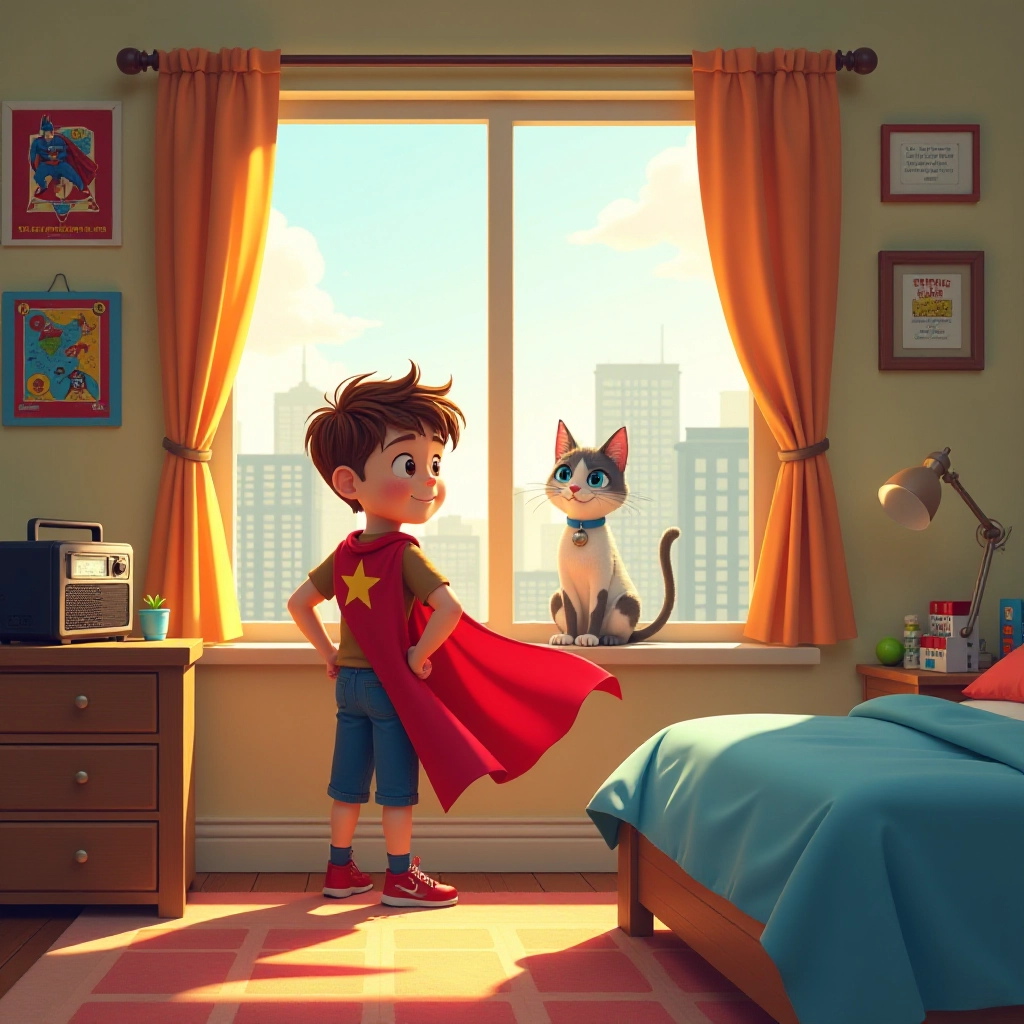 Young Tommy discovers his superhero powers in his bedroom