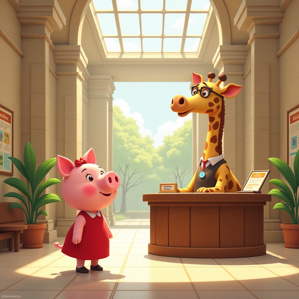 Lucy the Pig arrives at museum entrance and receives warm welcome