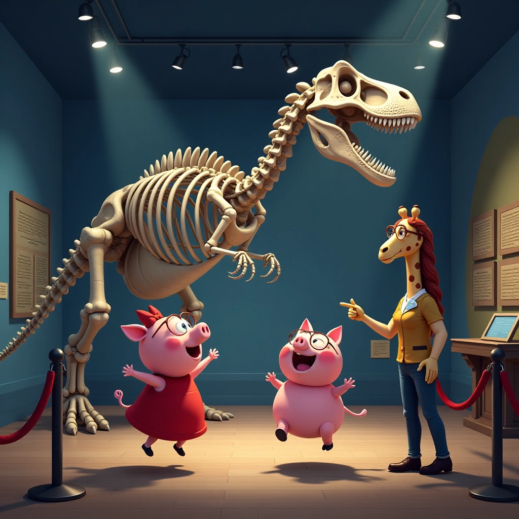 Lucy encounters dinosaur exhibits and creates humorous misunderstandings