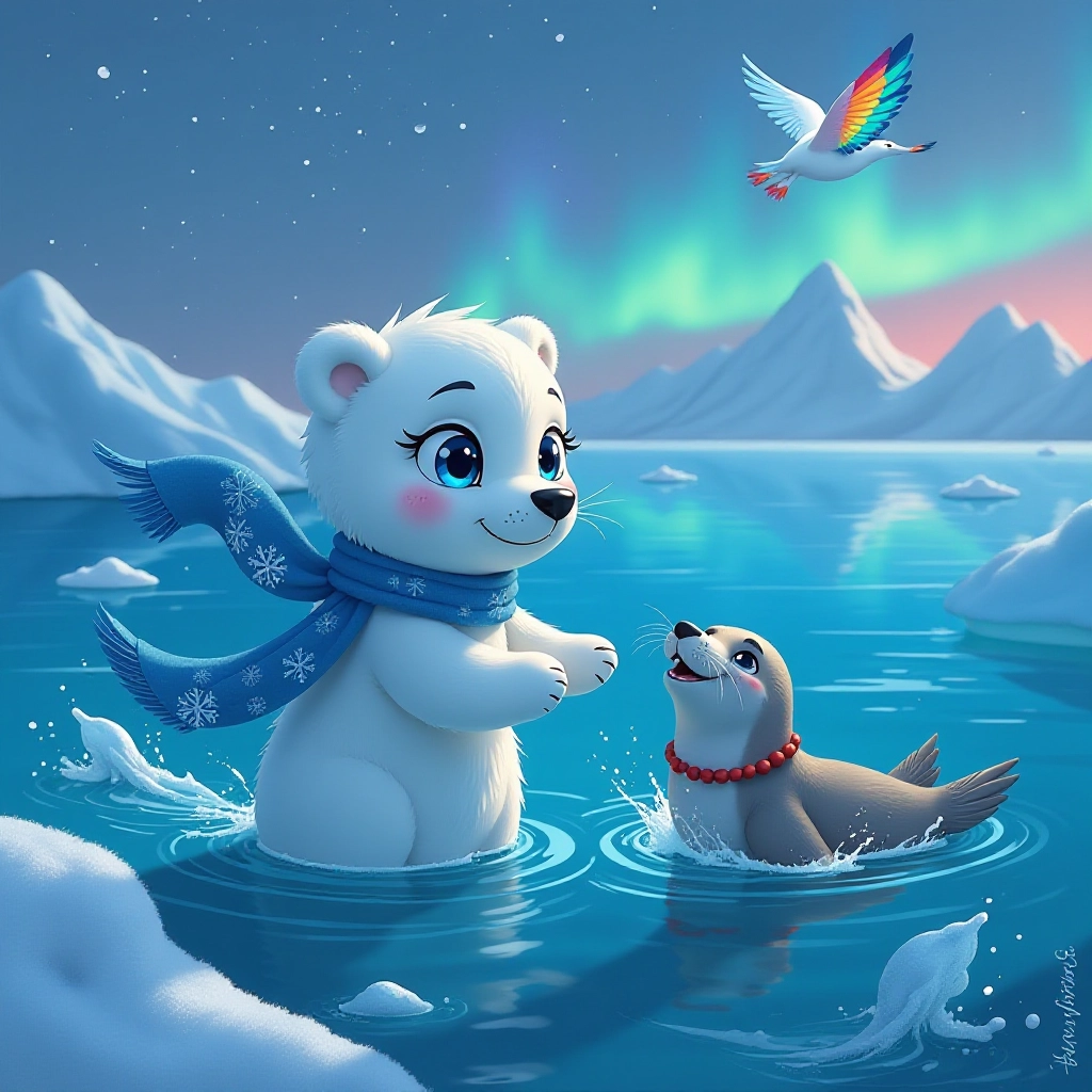 Frost meets Splash the sea lion who offers to help retrieve the magical feather