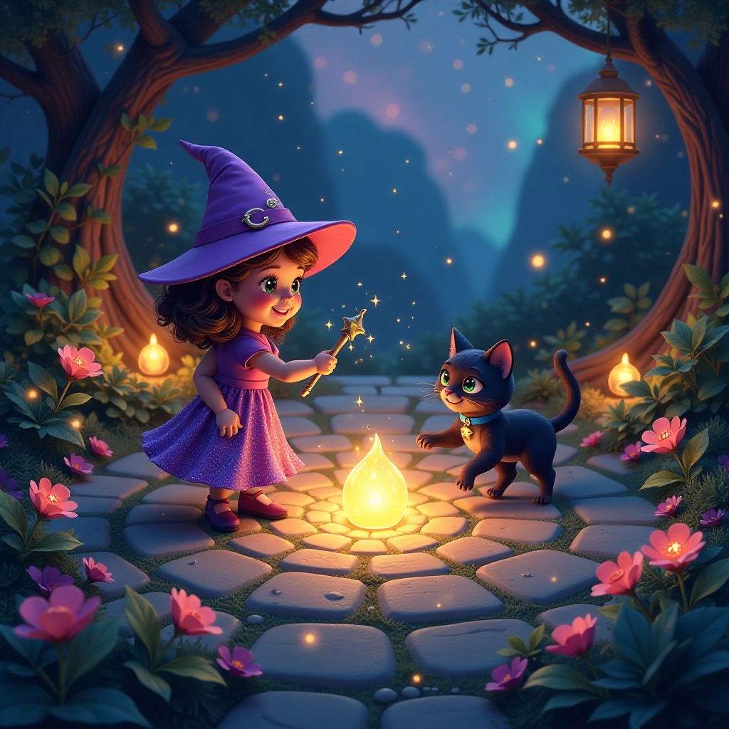 Luna performs a grand spell to restore the garden's magic.
