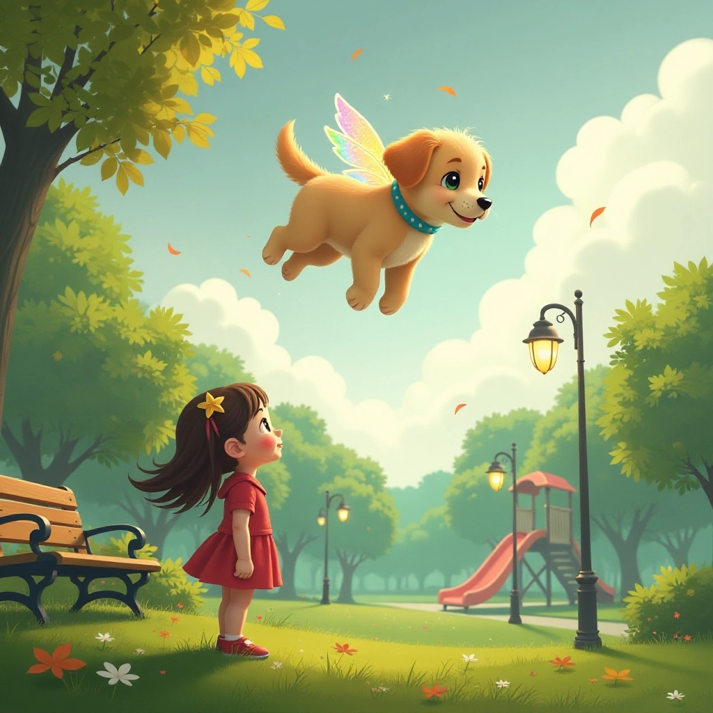 Luna and Lily begin their search in the park where the sky seems unusually gray.