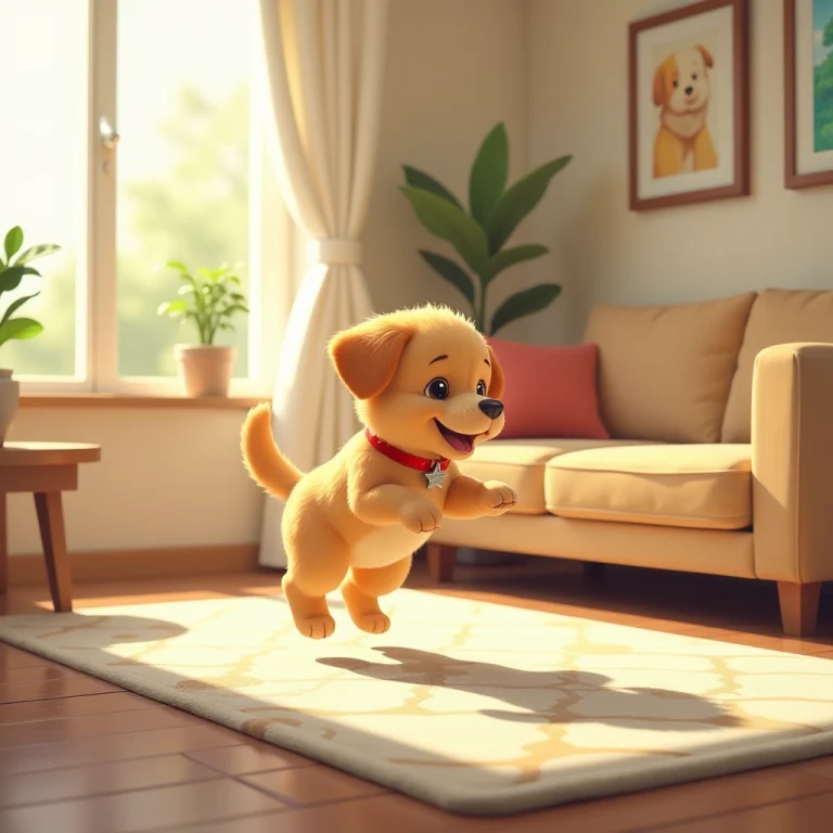Puppy plays with shadow discovering it's not scary.